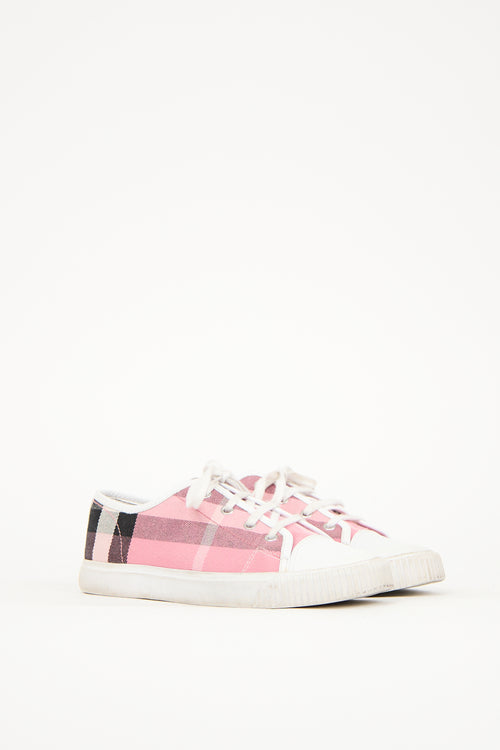 Burberry Pink & White Canvas Nova Check Sneaker