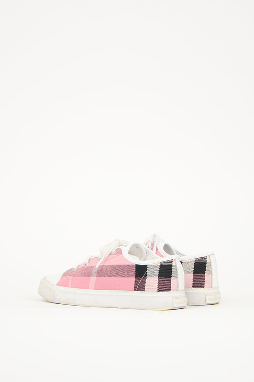 Burberry Pink & White Canvas Nova Check Sneaker