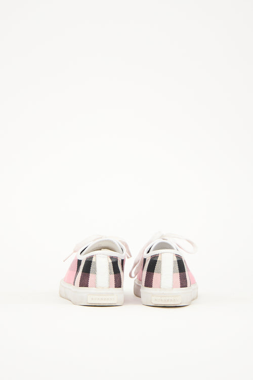 Burberry Pink & White Canvas Nova Check Sneaker