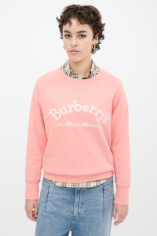 Burberry Pink & White Embroidered Logo Crewneck