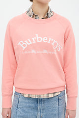 Burberry Pink & White Embroidered Logo Crewneck