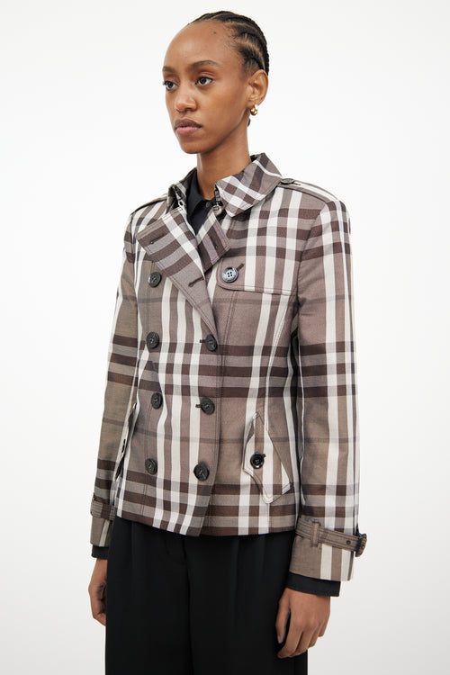 Burberry Grey Check & Shimmer Double Breasted Jacket