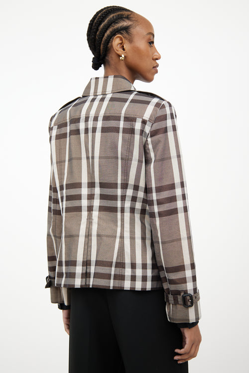 Burberry Grey Check & Shimmer Double Breasted Jacket