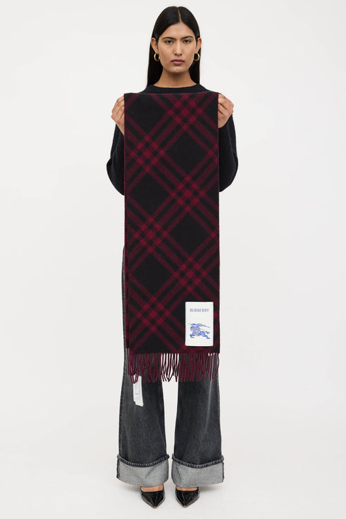 Burberry Cashmere Novacheck Logo Scarf
