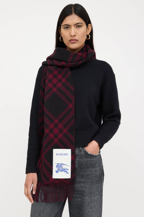 Burberry Cashmere Novacheck Logo Scarf