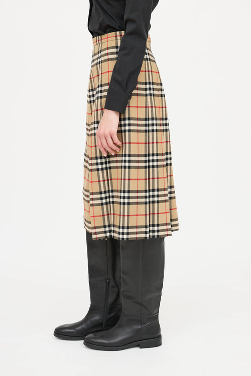 BurberryWool Nova Check Pleated Skirt