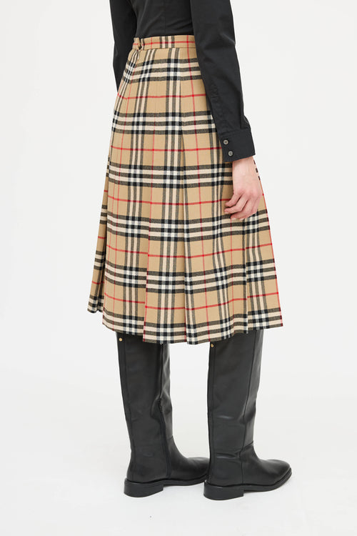 BurberryWool Nova Check Pleated Skirt