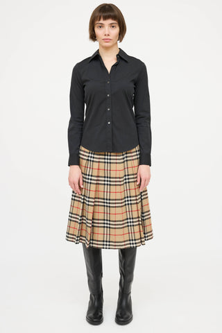 BurberryWool Nova Check Pleated Skirt