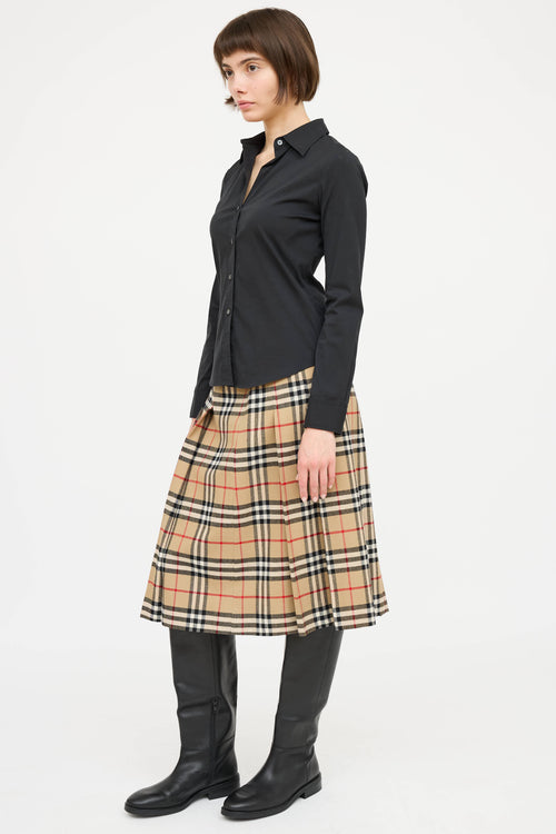 BurberryWool Nova Check Pleated Skirt