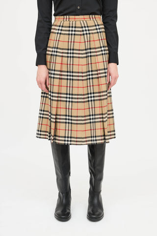 BurberryWool Nova Check Pleated Skirt