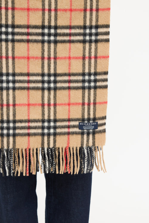 BurberryCashmere Nova Check Fringe Scarf