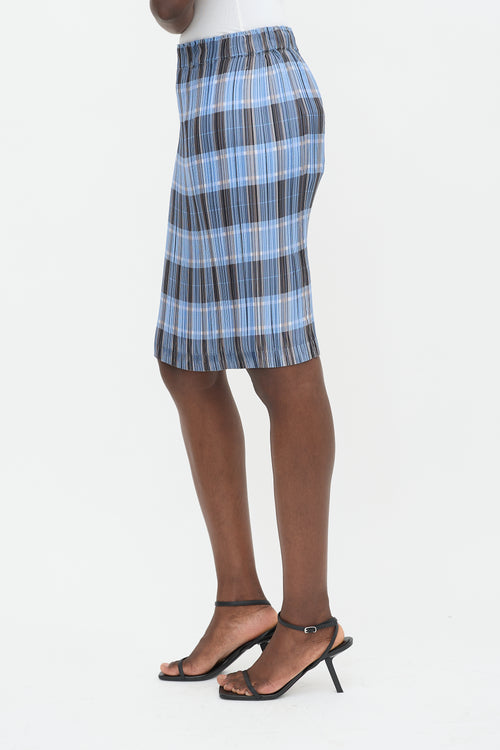 Burberry Plissé Check Skirt