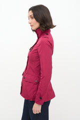 Burberry Purple Nylon Zip Midi Jacket