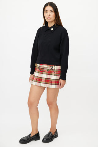Burberry Red & Beige Check  Skirt