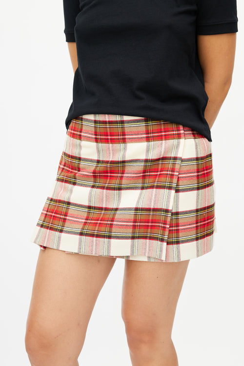 Burberry Red & Beige Check  Skirt