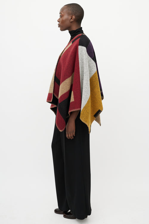 Burberry Red & Beige 'PS' Embroidered Shawl