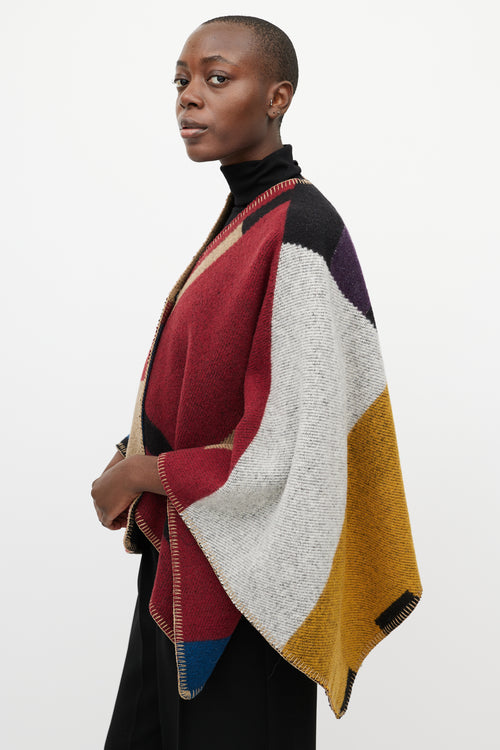 Burberry Red & Beige 'PS' Embroidered Shawl