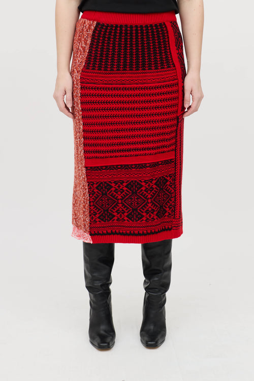 Burberry Panel Knit Maxi Skirt