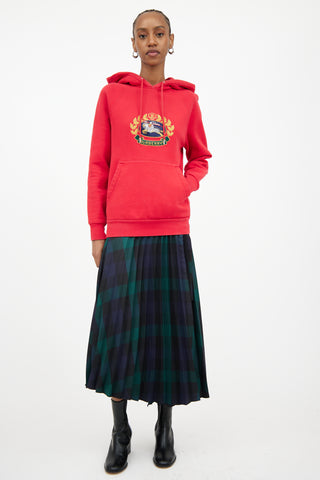 Burberry Red Embroidered Hooded Sweatshirt