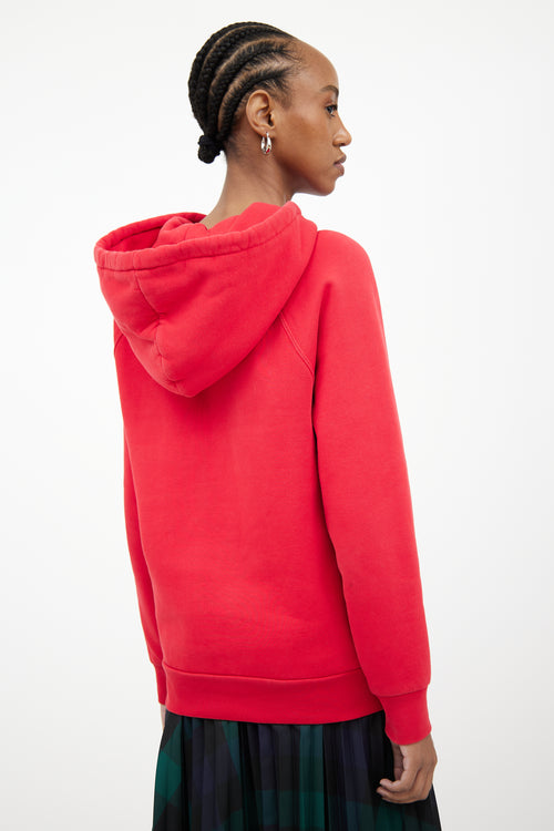 Burberry Red Embroidered Hooded Sweatshirt