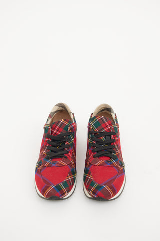 Burberry Red Multi Colour Tartan Sneaker