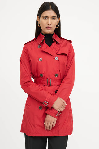 Burberry Nylon Double Breasted Trench Coat