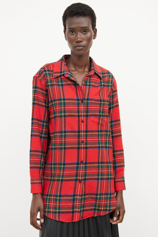 Burberry Red Wool Plaid Top