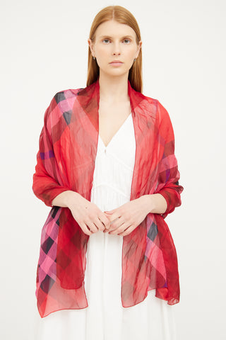 Burberry Red & Pink Silk Scarf