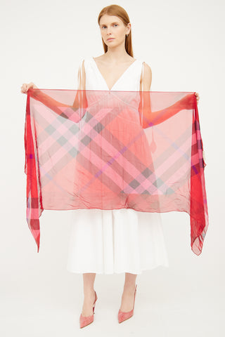 Burberry Red & Pink Silk Scarf