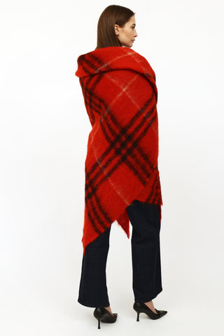 Burberry Red Check Mohair Blend Blanket