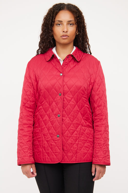 Burberry Red Quilted Long Sleeve Jacket