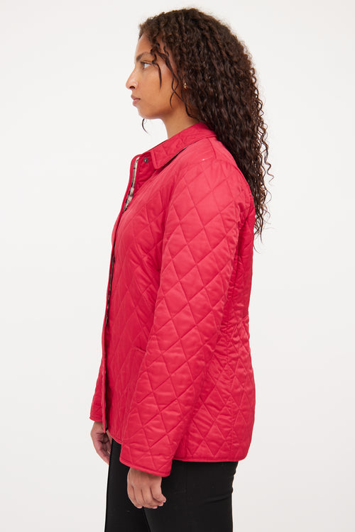 Burberry Red Quilted Long Sleeve Jacket