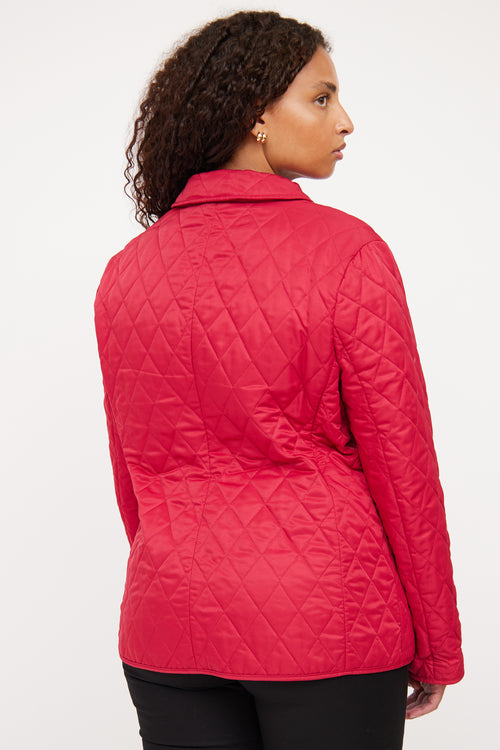 Burberry Red Quilted Long Sleeve Jacket