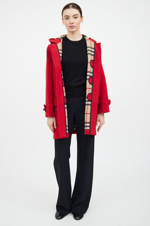 Burberry Red Wool Duffle Coat