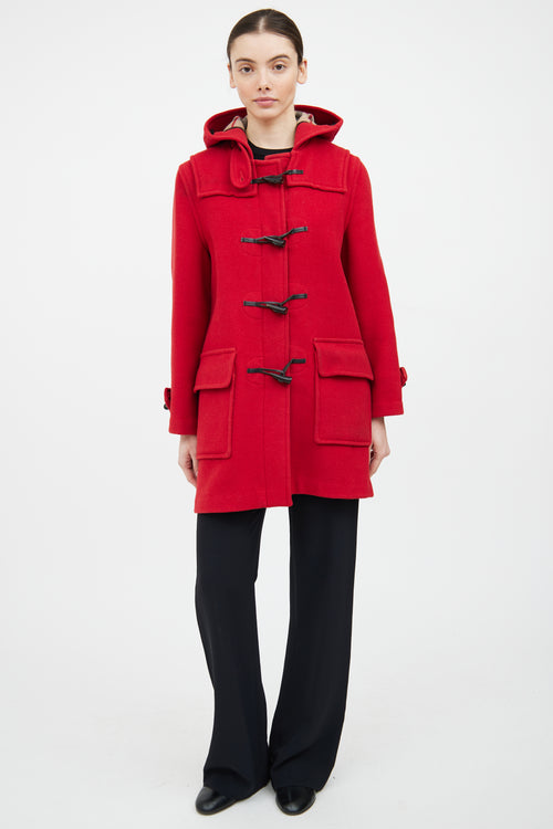 Burberry Red Wool Duffle Coat