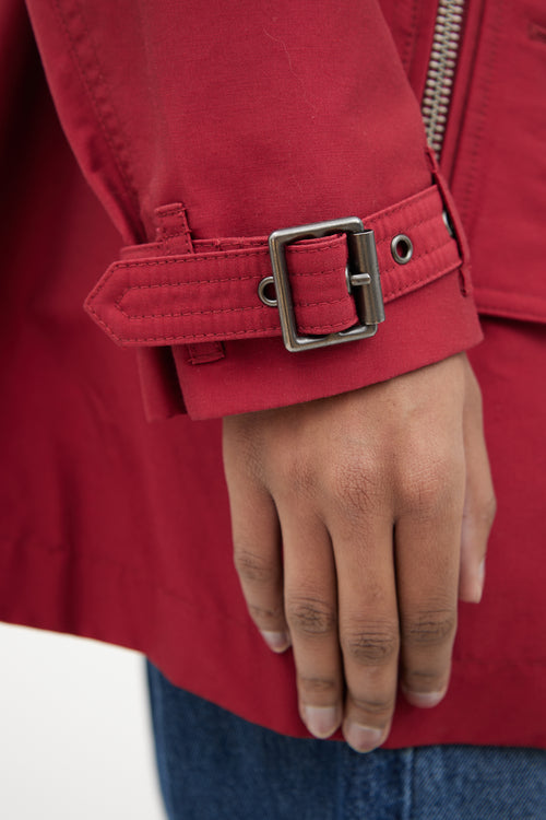 Burberry Red Double Breasted Trench Coat