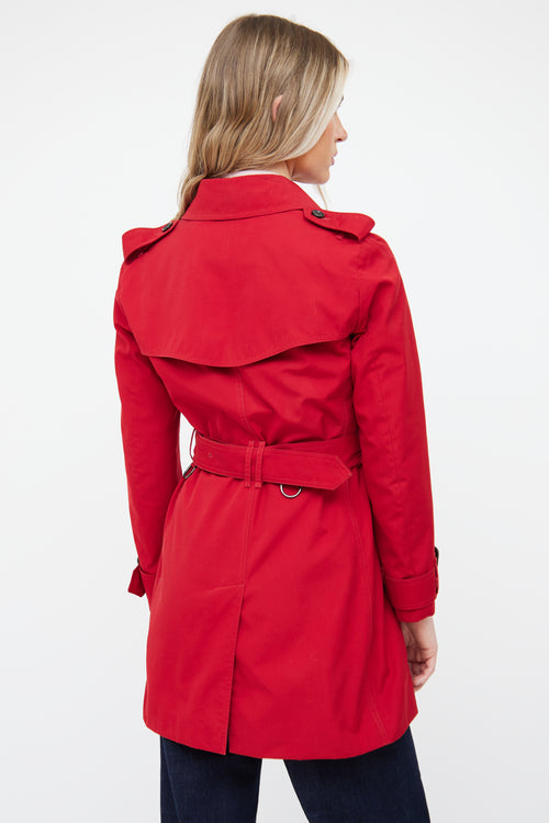 Burberry Red Button Midi Trench Coat