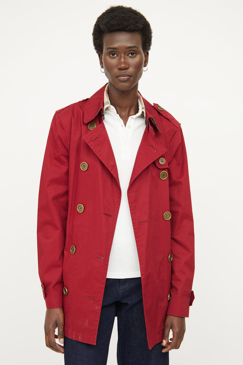 Burberry Red Double Breasted Trench