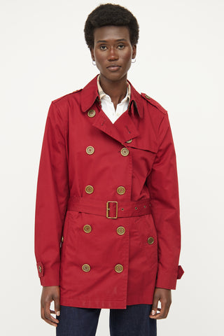 Burberry Red Double Breasted Trench
