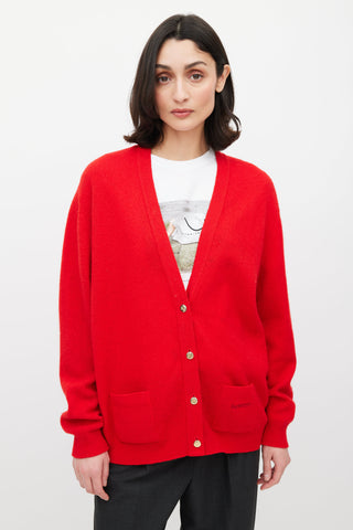 Burberry Red Wool Cardigan