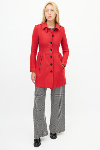 Burberry Red Wool Trench Coat