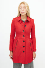 Burberry red wool best sale coat