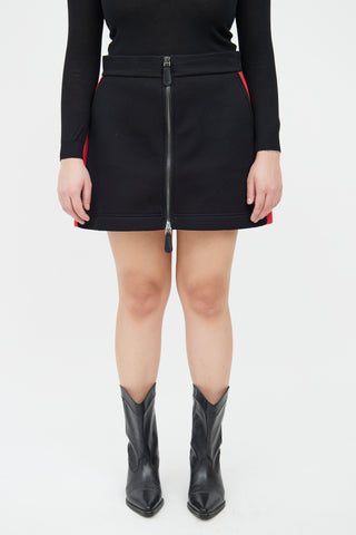 Black & Red Zip Front Mini Skirt Burberry