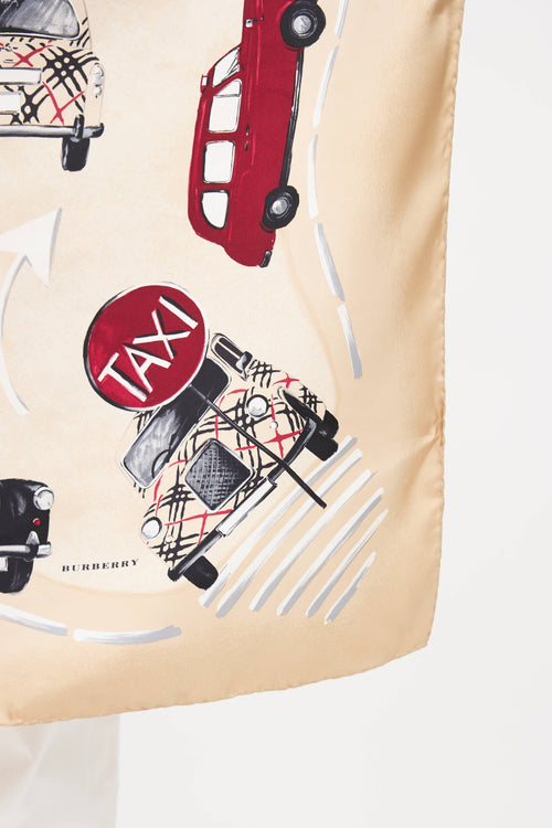 Burberry Silk Taxi Graphic Scarf