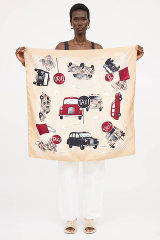 Burberry Silk Taxi Graphic Scarf