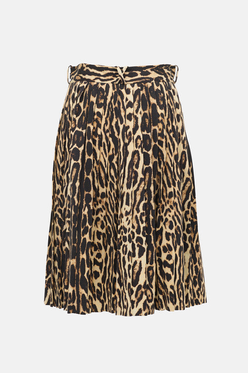 Burberry Silk Printed Pleated Skirt