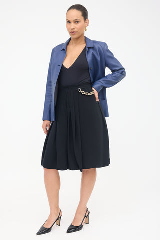 Burberry Silk Pleated Wrap Skirt