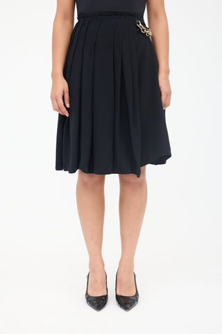 Burberry Silk Pleated Wrap Skirt