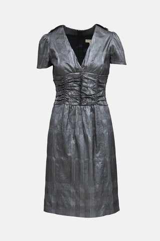 Burberry Metallic Ruched Dress