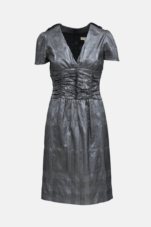 Burberry Metallic Ruched Dress